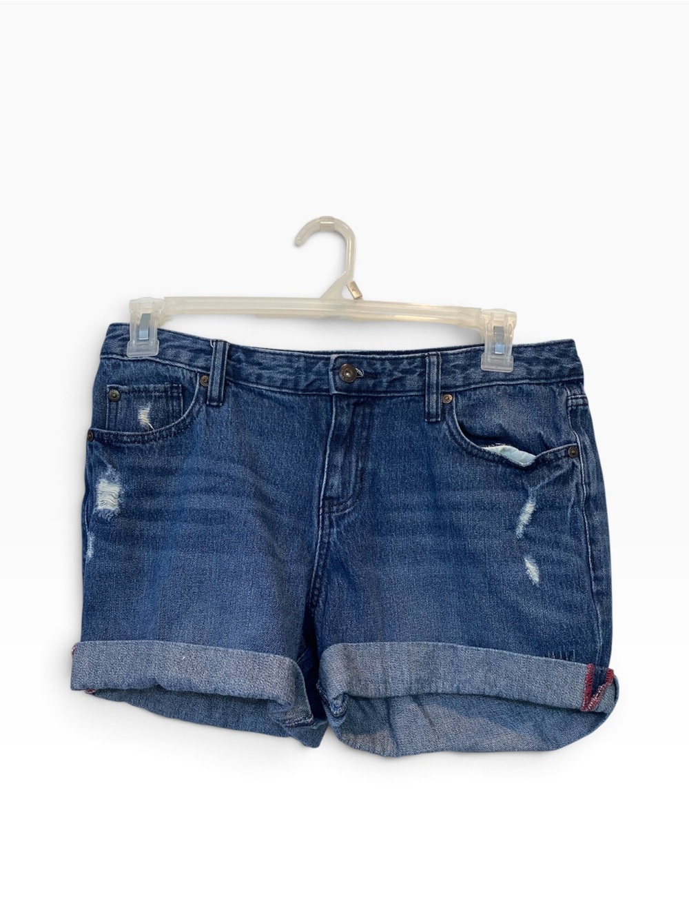 Apt. 9 Women's size 10 Medium Blue Rolled Cuff Distressed Denim Shorts